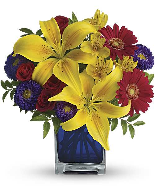 Blue | Mixed Bouquets | Blue Caribbean Bouquet | Same Day Flower Delivery by Teleflora