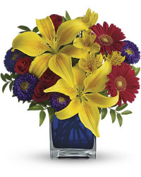 Blue | Mixed Bouquets | Blue Caribbean Bouquet | Same Day Flower Delivery by Teleflora