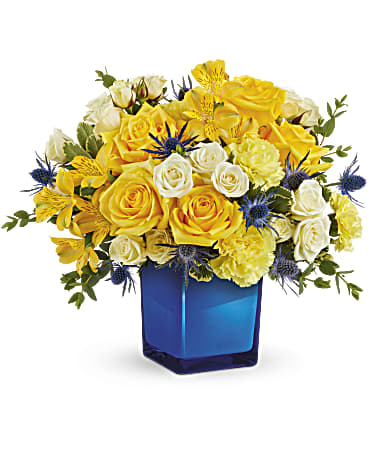Blue | Mixed Bouquets | Golden Blue Bouquet | Same Day Flower Delivery by Teleflora