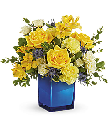 Blue | Mixed Bouquets | Golden Blue Bouquet | Same Day Flower Delivery by Teleflora