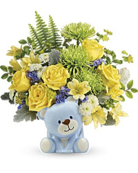 Blue | Mixed Bouquets | Joyful Blue Bear Bouquet | Same Day Flower Delivery by Teleflora