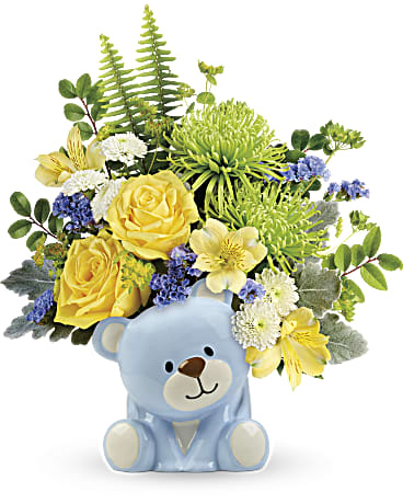 Blue | Mixed Bouquets | Joyful Blue Bear Bouquet | Same Day Flower Delivery by Teleflora