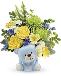 Blue | Mixed Bouquets | Joyful Blue Bear Bouquet | Same Day Flower Delivery by Teleflora