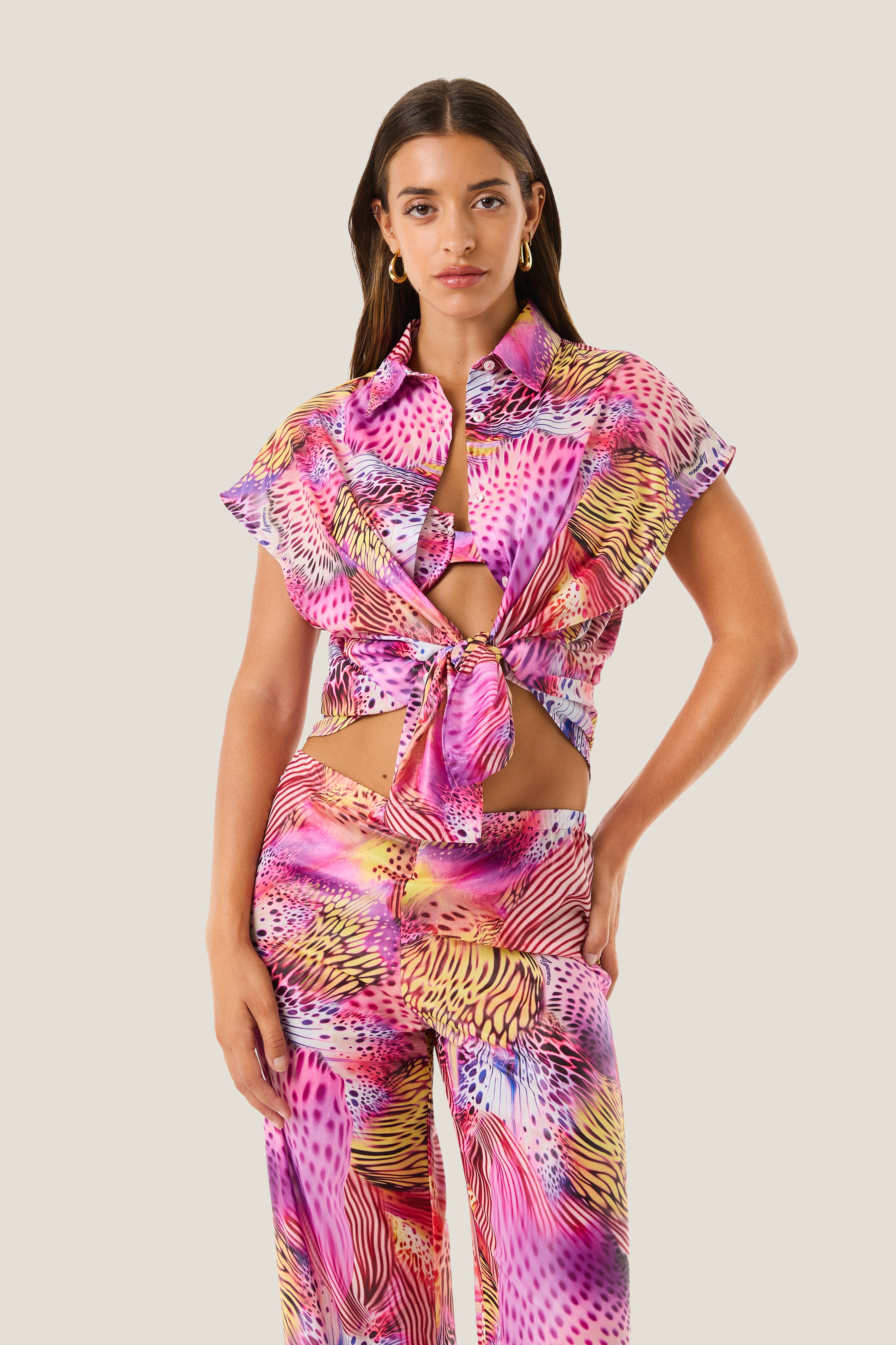 CAMICIA OVER PINK BUTTERFLY