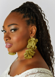 Chiffon Petal And Crystal Earrings