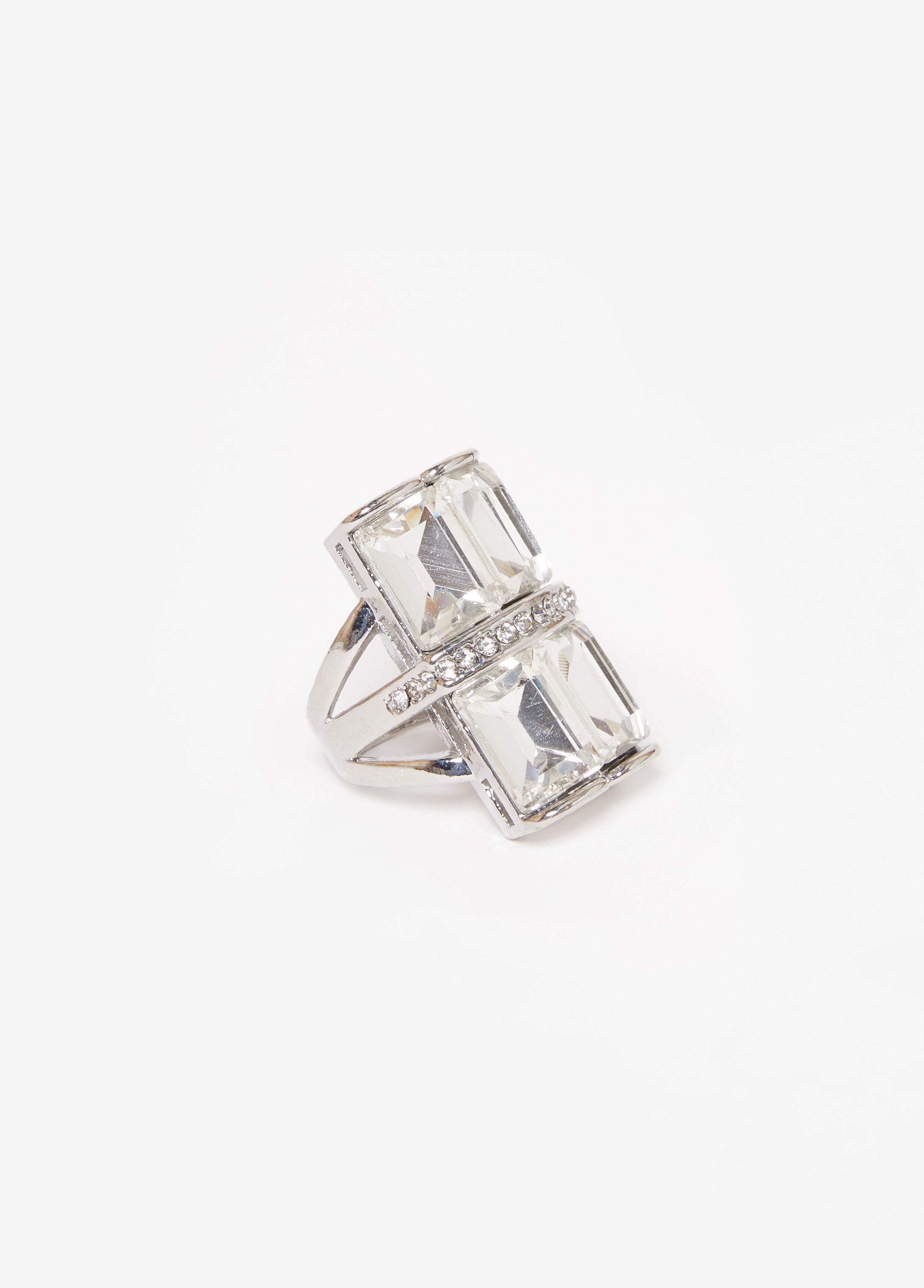 Crystal Silver Tone Ring