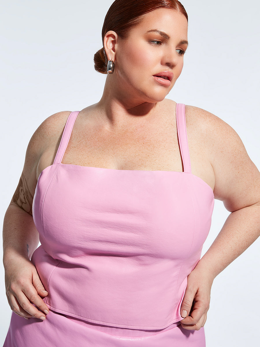 CURVE CLEMENTINE RECYCLED LEATHER TOP