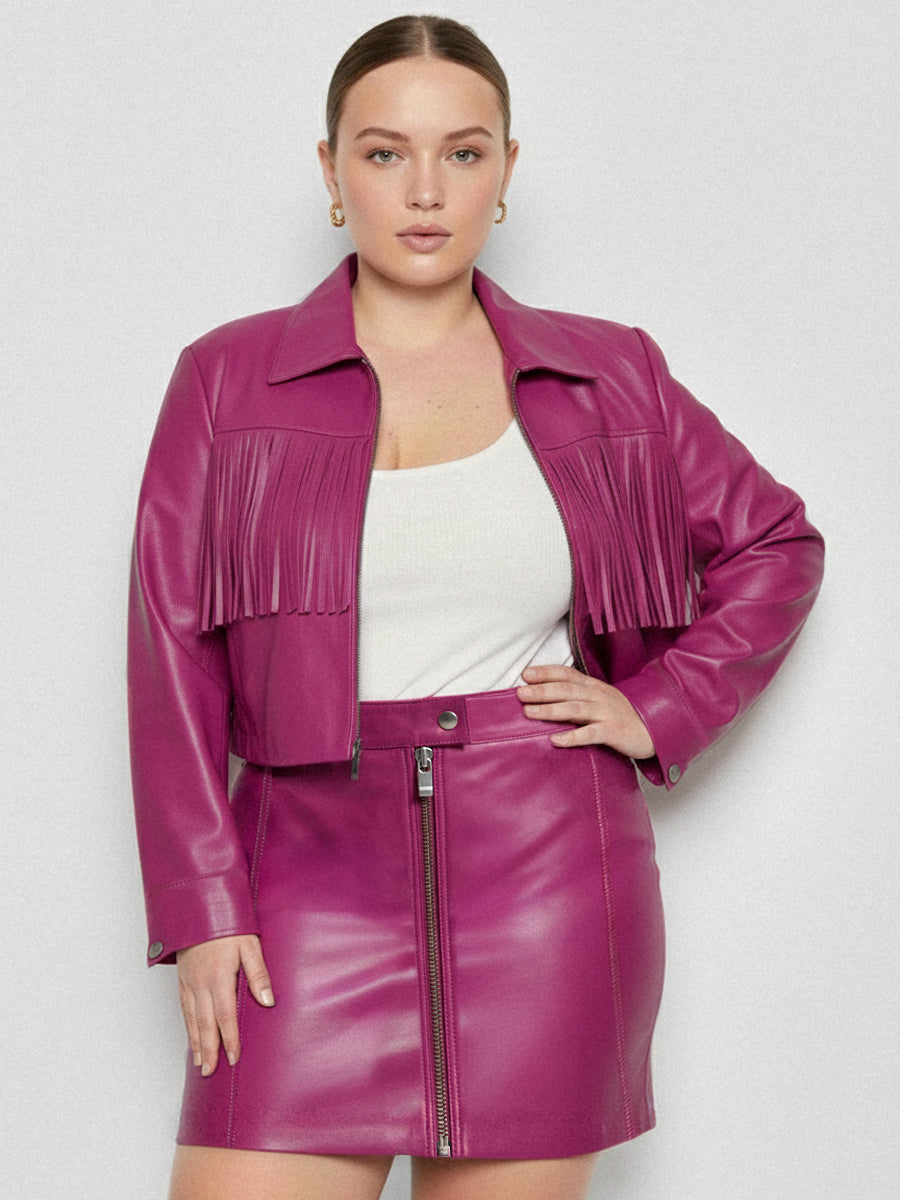 CURVE JEREMIAH UPCYCLED LEATHER FRINGE JACKET