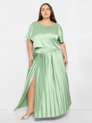 CURVE MATCHA PLEATED SKIRT
