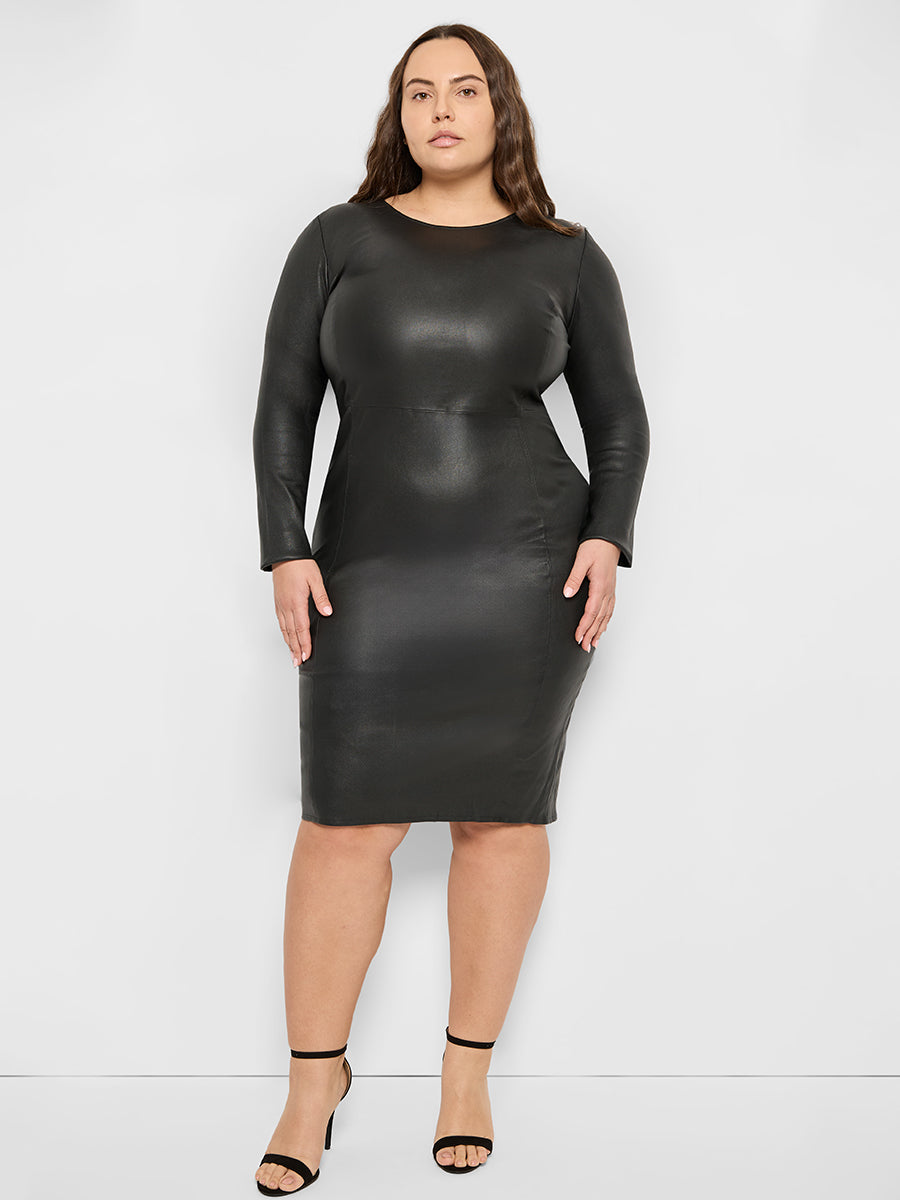 CURVE MRS. SMITH STRETCH LEATHER DRESS