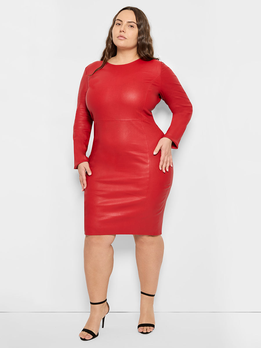 CURVE MRS. SMITH STRETCH LEATHER DRESS