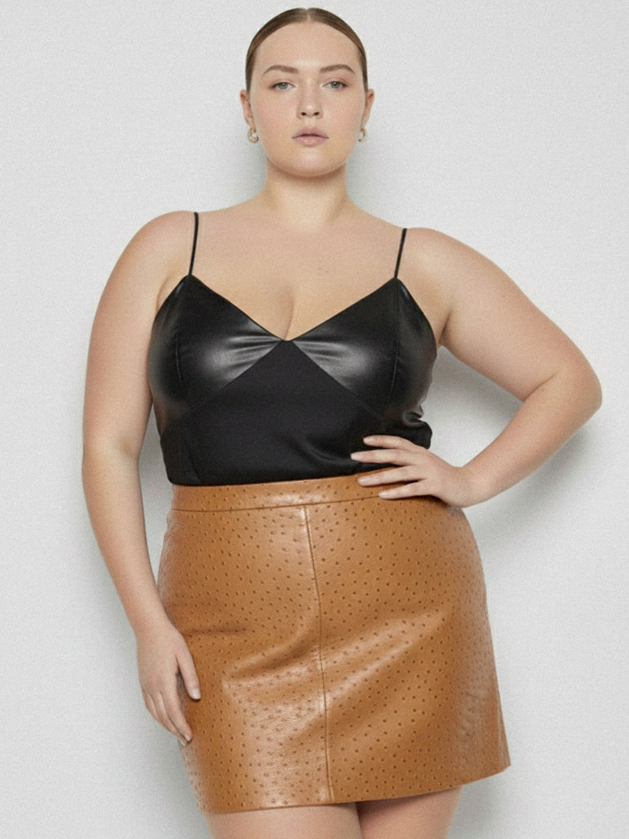 CURVE NADINE UPCYCLED LEATHER SKIRT