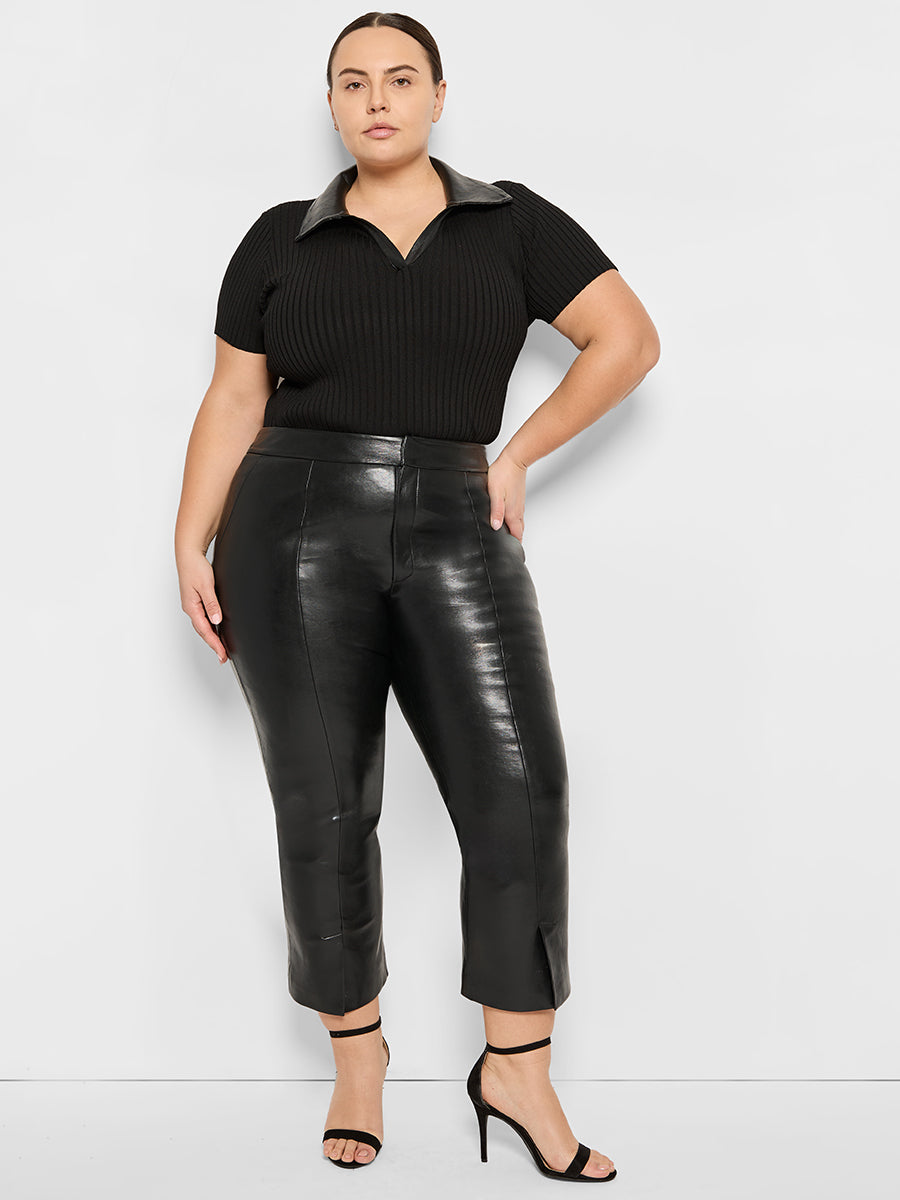 CURVE ROWAN RECYCLED LEATHER CROPPED MICRO FLARES