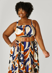 Faux Leather Trimmed Raffia Belt