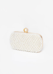 Faux Pearl And Crystal Clutch