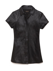 FEATHER LIGHT LEATHER BUTTON-UP
