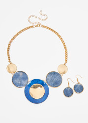 Glittered Gold Tone Necklace Set