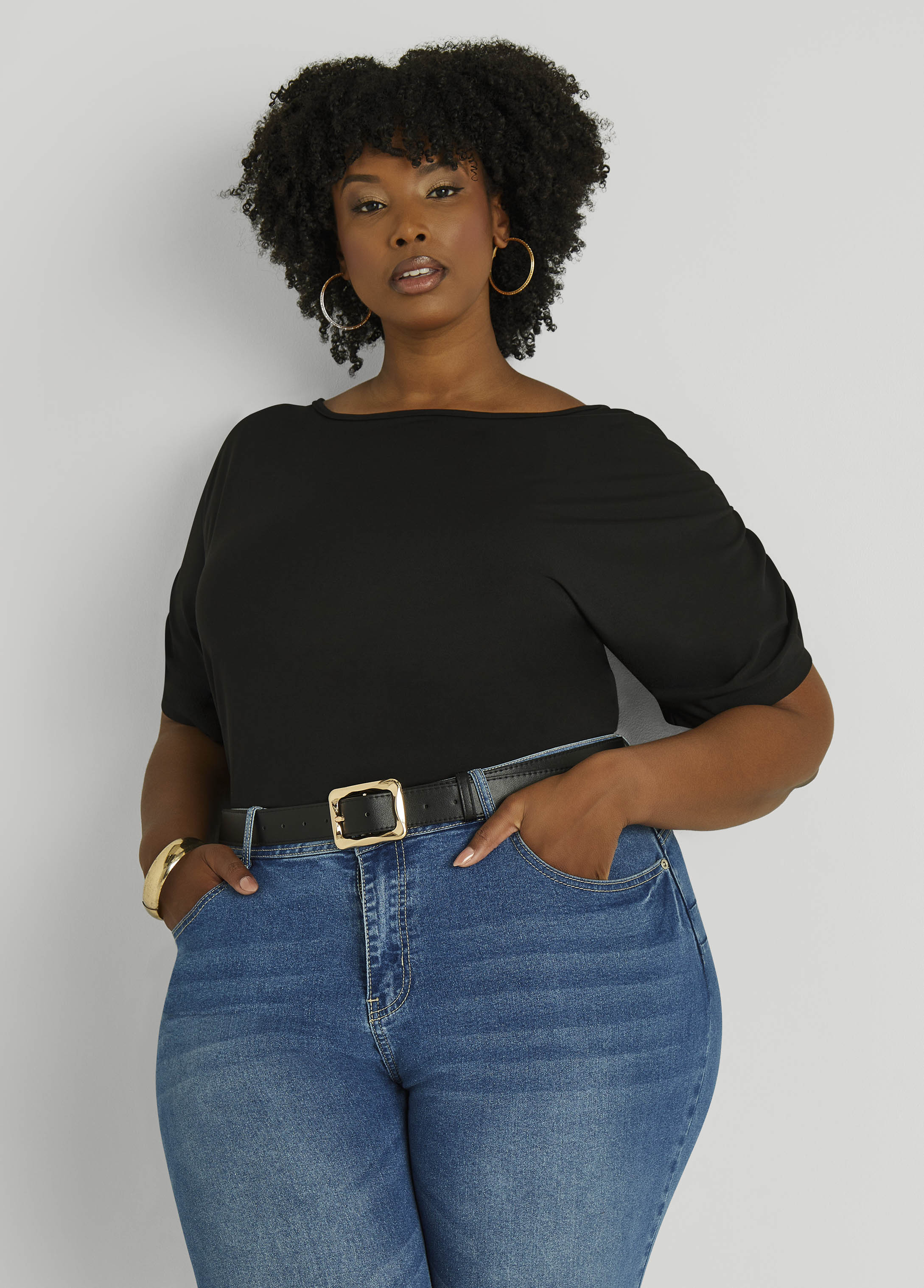 Gold Buckle Faux Leather Belt