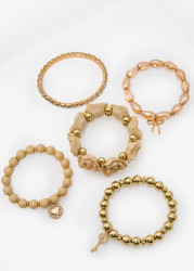Gold Tone Flower Bracelet Set