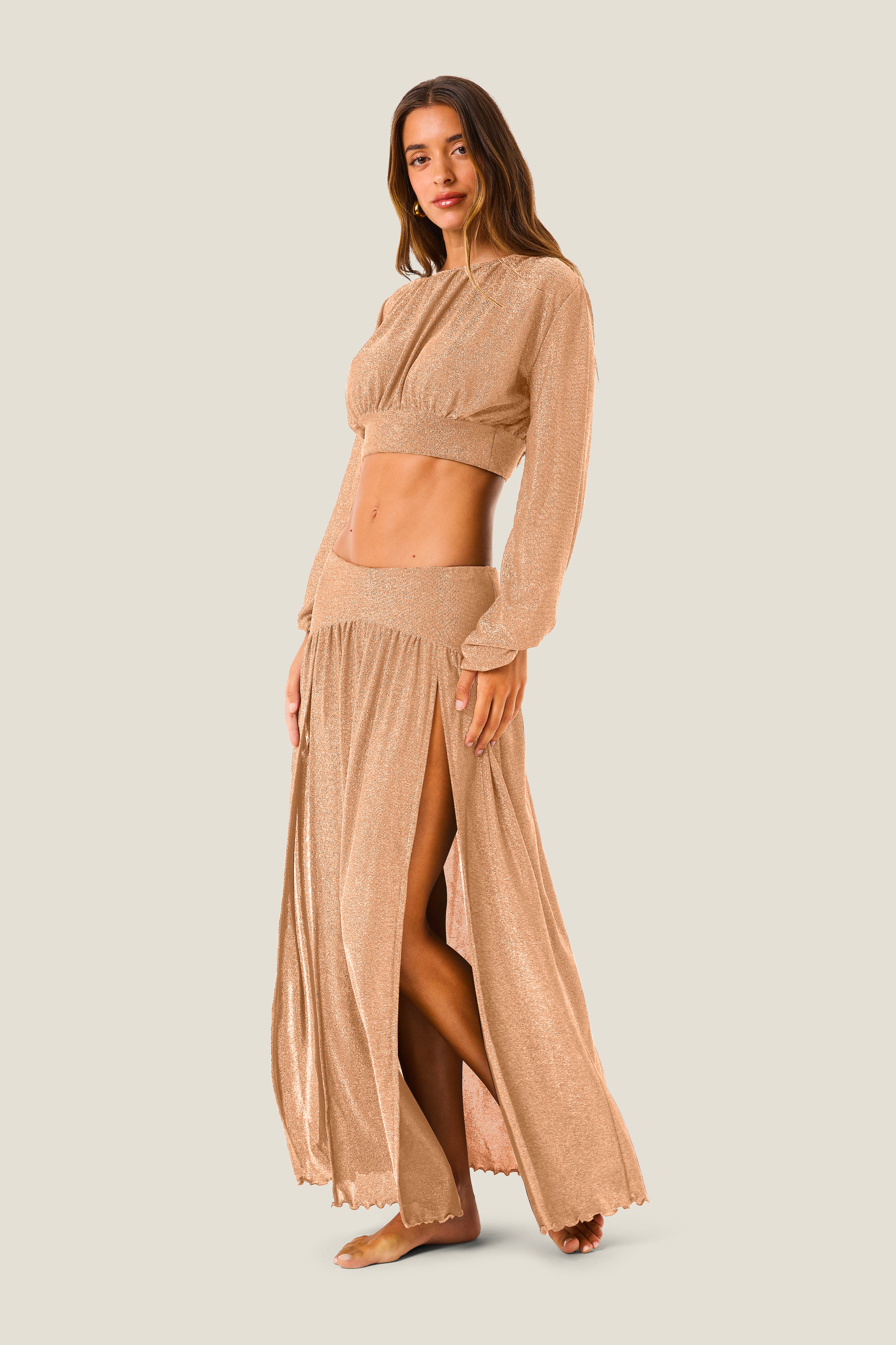 GONNA LUNGA DUE SPACCHI LUREX GLOSS