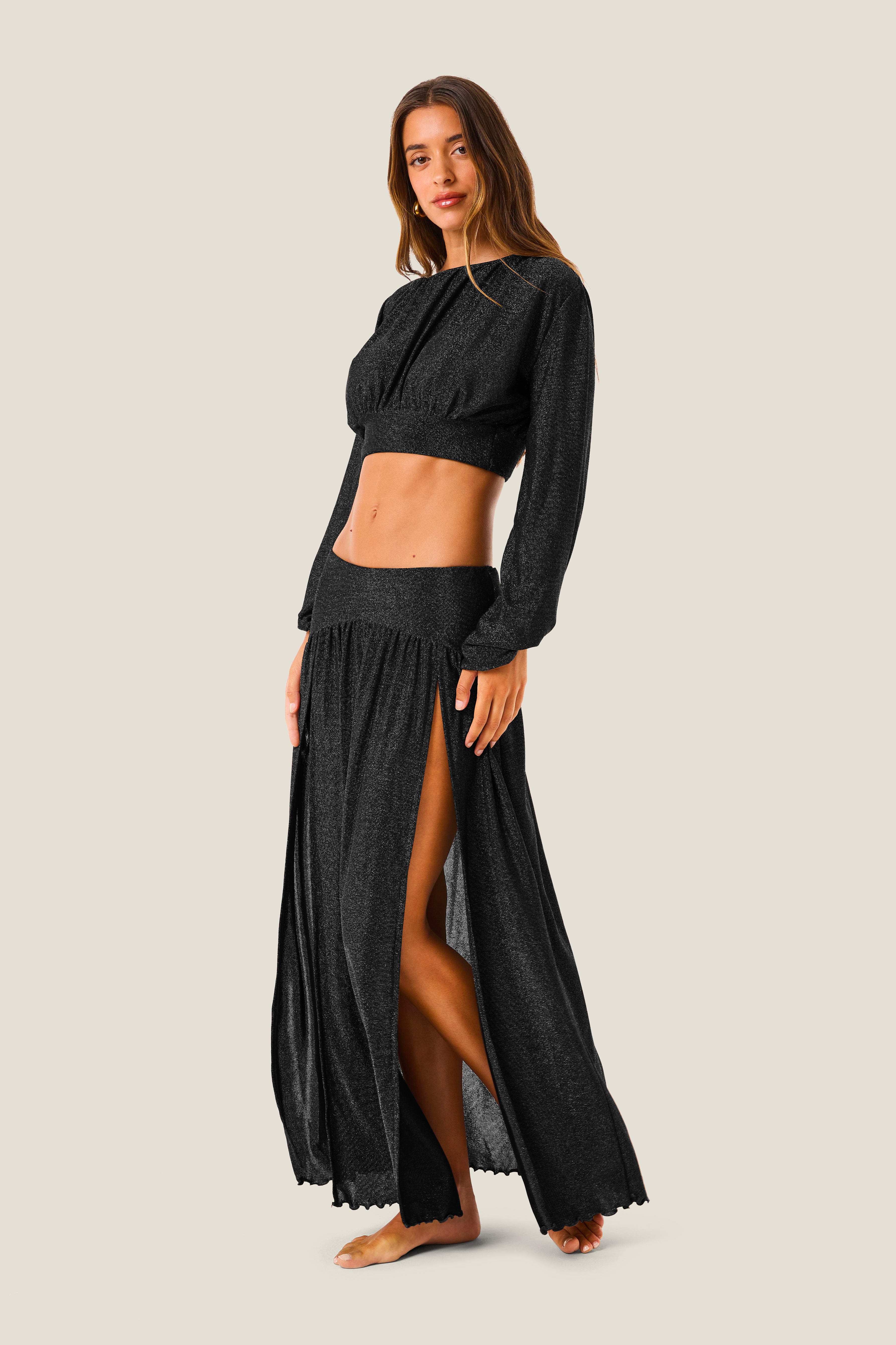 GONNA LUNGA DUE SPACCHI LUREX GLOSS