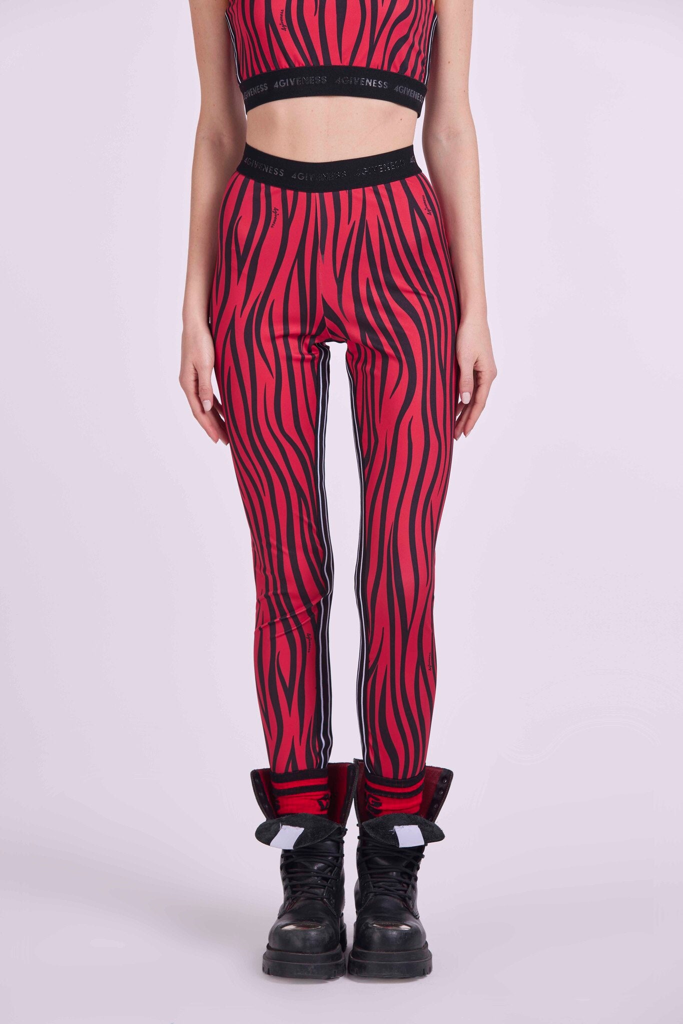 Leggings in Lycra with elastic zebra band logo