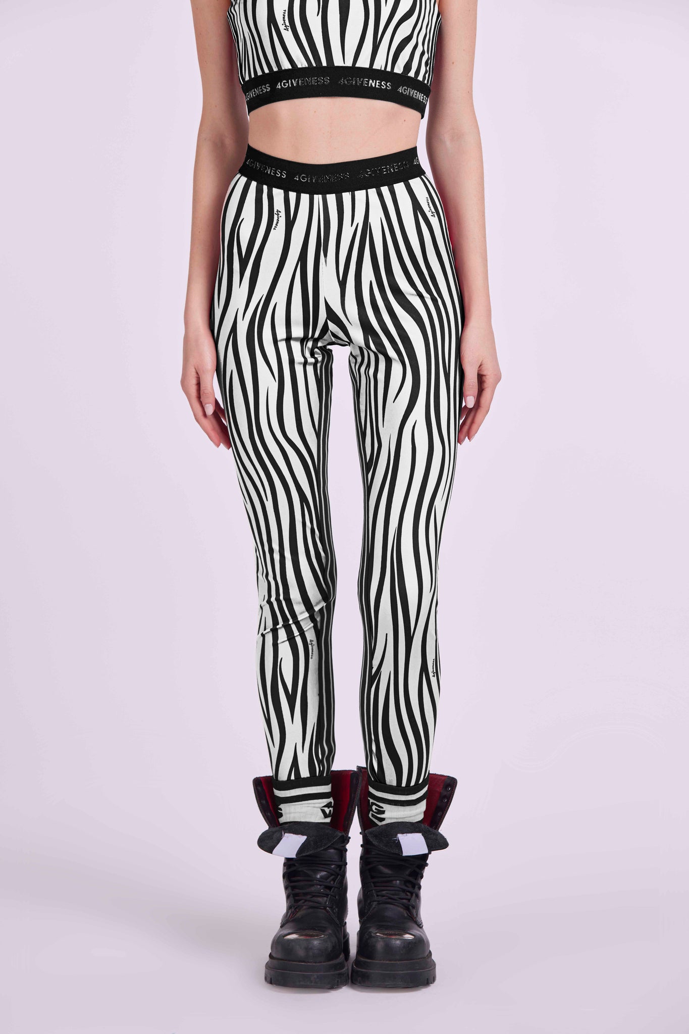 Leggings in Lycra with elastic zebra band logo