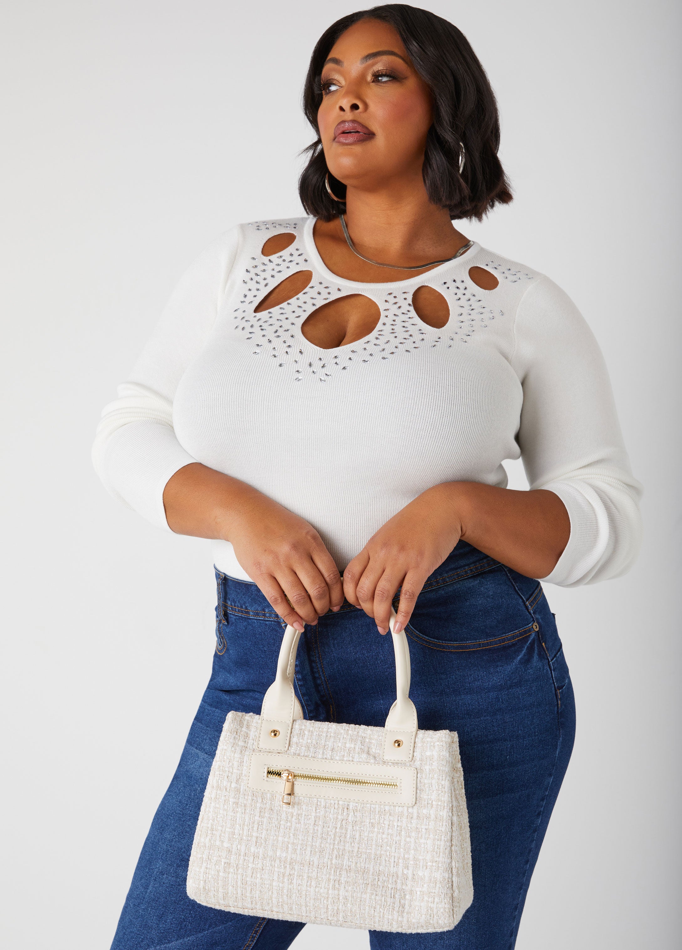 Metallic Tweed Satchel