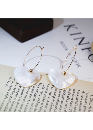 Modlily Beige Color Heart Shape Shell Earrings - One Size