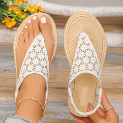 Modlily Beige Color Rubber Toe Post Falt - 42