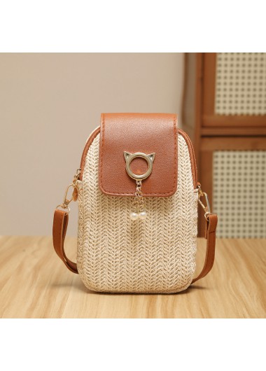 Modlily Beige Color Zip Design Crossbody Bag - One Size