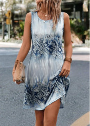 Modlily Beige Sleeveless Paisley Print A Line Dress - L
