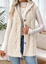 Modlily Beige Tummy Coverage Sleeveless Hooded Waistcoat - M