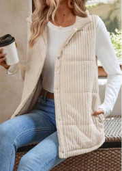 Modlily Beige Tummy Coverage Sleeveless Shirt Collar Waistcoat - S