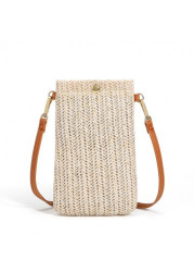 Modlily Beige Weave Design Magnetic Crossbody Bag - One Size