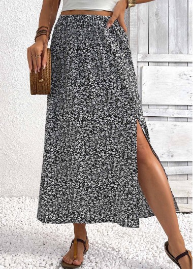 Modlily Black A Line Elastic Waist Maxi Skirt - 2XL