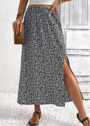 Modlily Black A Line Elastic Waist Maxi Skirt - 2XL