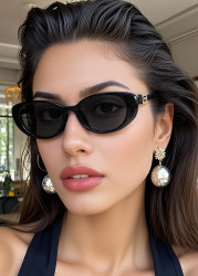 Modlily Black Color Cat Eye Design Sunglasses - One Size