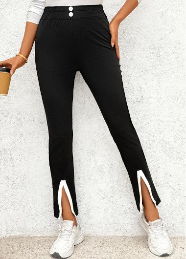 Modlily Black Elastic Waist High Waisted Pants - S