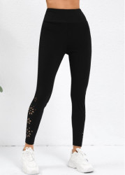 Modlily Black High Waisted Ankle Length Elastic Waist Leggings - M