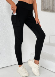 Modlily Black High Waisted Ankle Length Elastic Waist Leggings - S