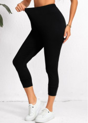 Modlily Black High Waisted Capri Elastic Waist Leggings - 2XL