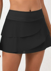 Modlily Black High Waisted Layered Swim Skirt - S