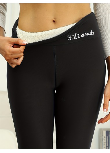 Modlily Black Letter Print High Waisted Ankle Length Leggings - M