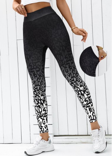 Modlily Black Ombre High Waisted Ankle Length Elastic Waist Leggings - XL