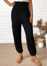 Modlily Black Pocket Jogger Elastic Waist High Waisted Pants - S