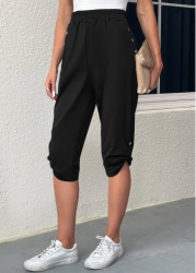 Modlily Black Pocket Jogger Elastic Waist High Waisted Pants - S
