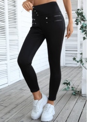 Modlily Black Skinny Elastic Waist High Waisted Pants - S