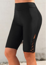 Modlily Black Skinny Elastic Waist High Waisted Shorts - M