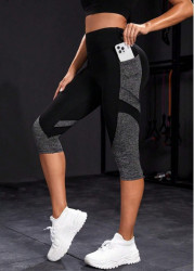 Modlily Black Skinny Elastic Waist High Waisted Sports Bottom - 2XL